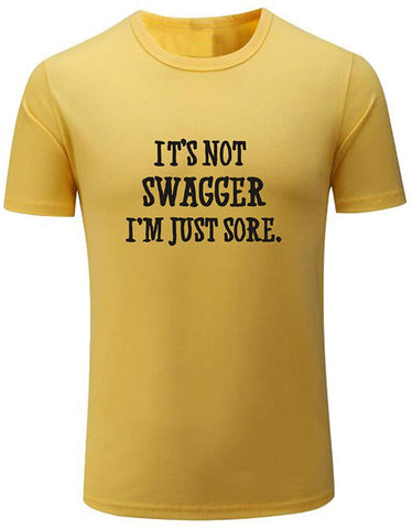 Men's It's Not Swagger I'm Just Sore Funny Workou Yellow T-Shirts