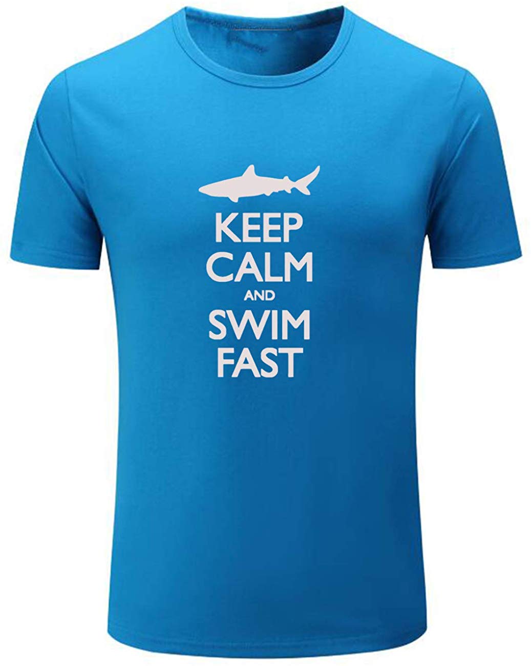 Men's Keep Calm and Swim Fast Funny Blue T-Shirts