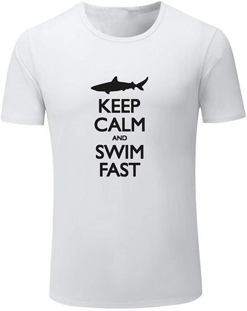 Men's Keep Calm and Swim Fast Funny White T-Shirts