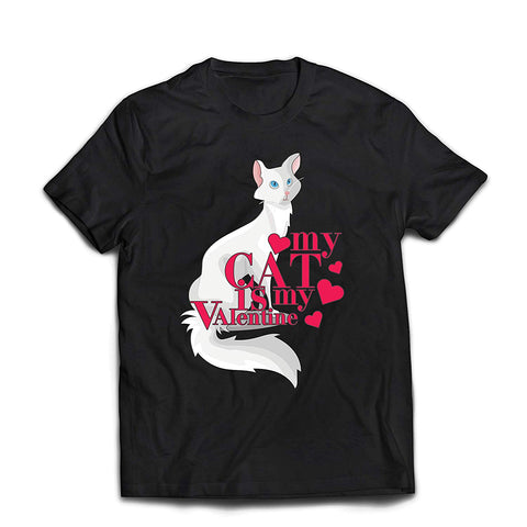 Men's My Cat is My Valentine Gift for Cat overs Black T-Shirts