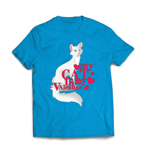 Men's My Cat is My Valentine Gift for Cat overs Blue T-Shirts