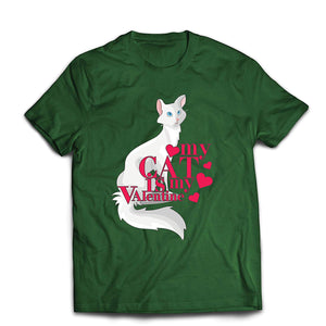 Men's My Cat is My Valentine Gift for Cat overs Green T-Shirts