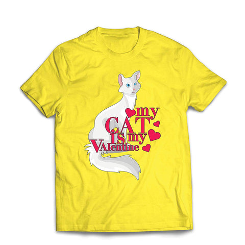 Men's My Cat is My Valentine Gift for Cat overs Yellow T-Shirts