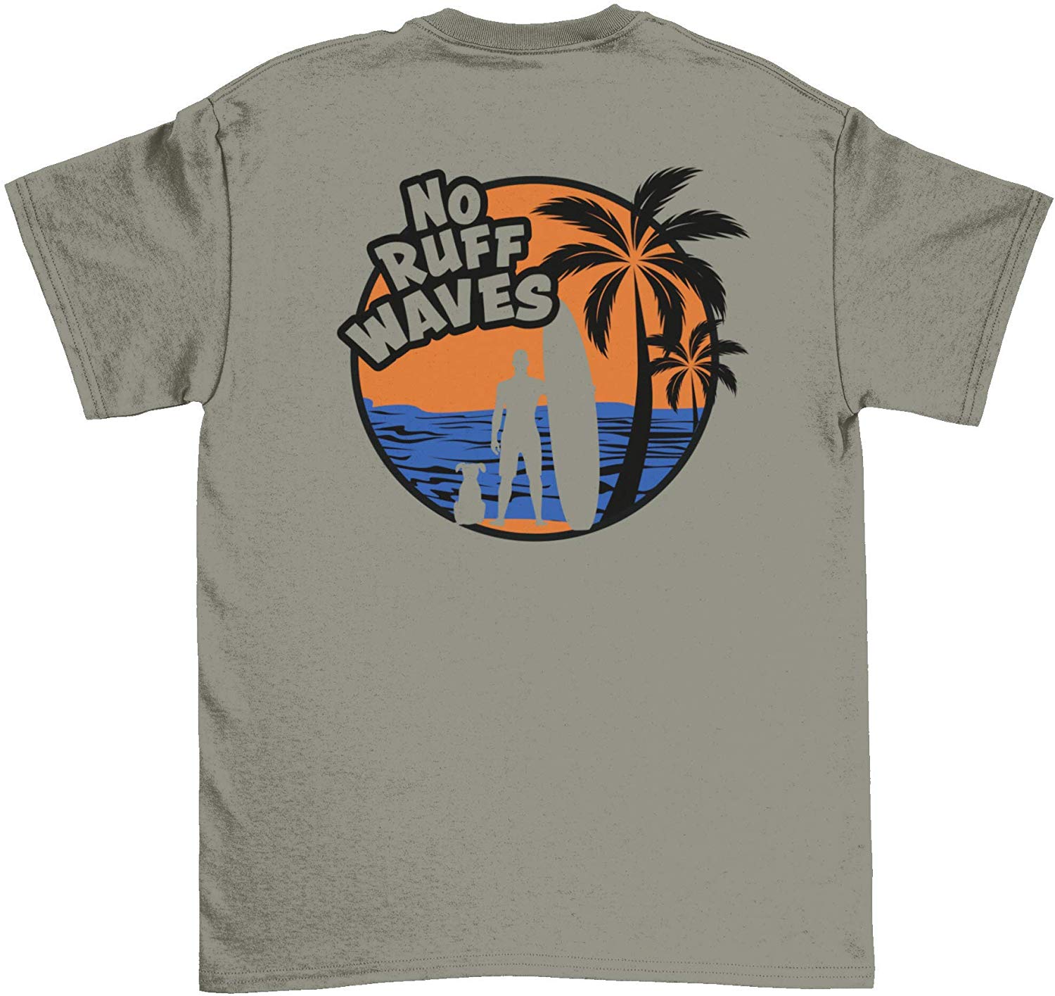 Men's No Ruff Waves Surf Dog Gray T-Shirts