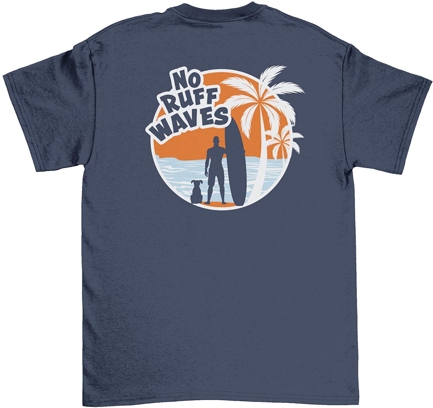 Men's No Ruff Waves Surf Dog Navy T-Shirts