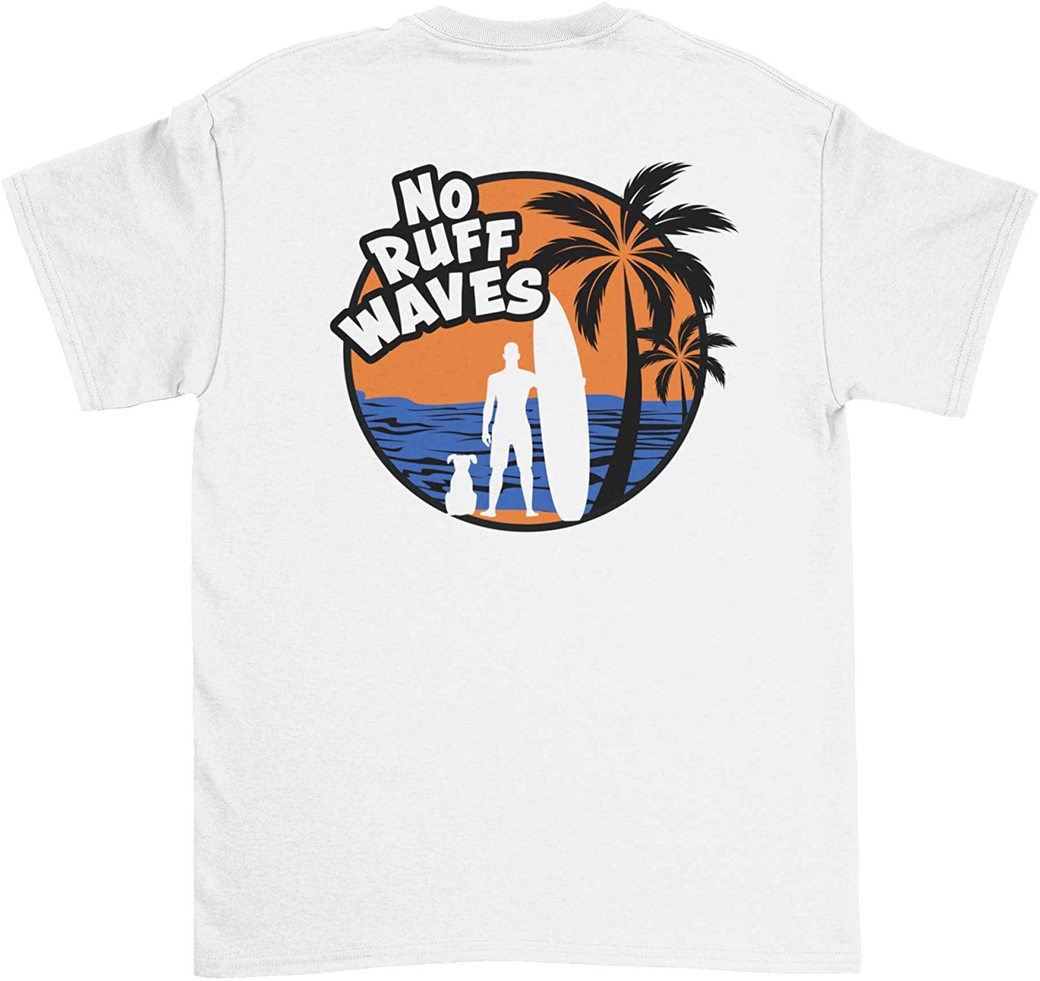 Men's No Ruff Waves Surf Dog White T-Shirts