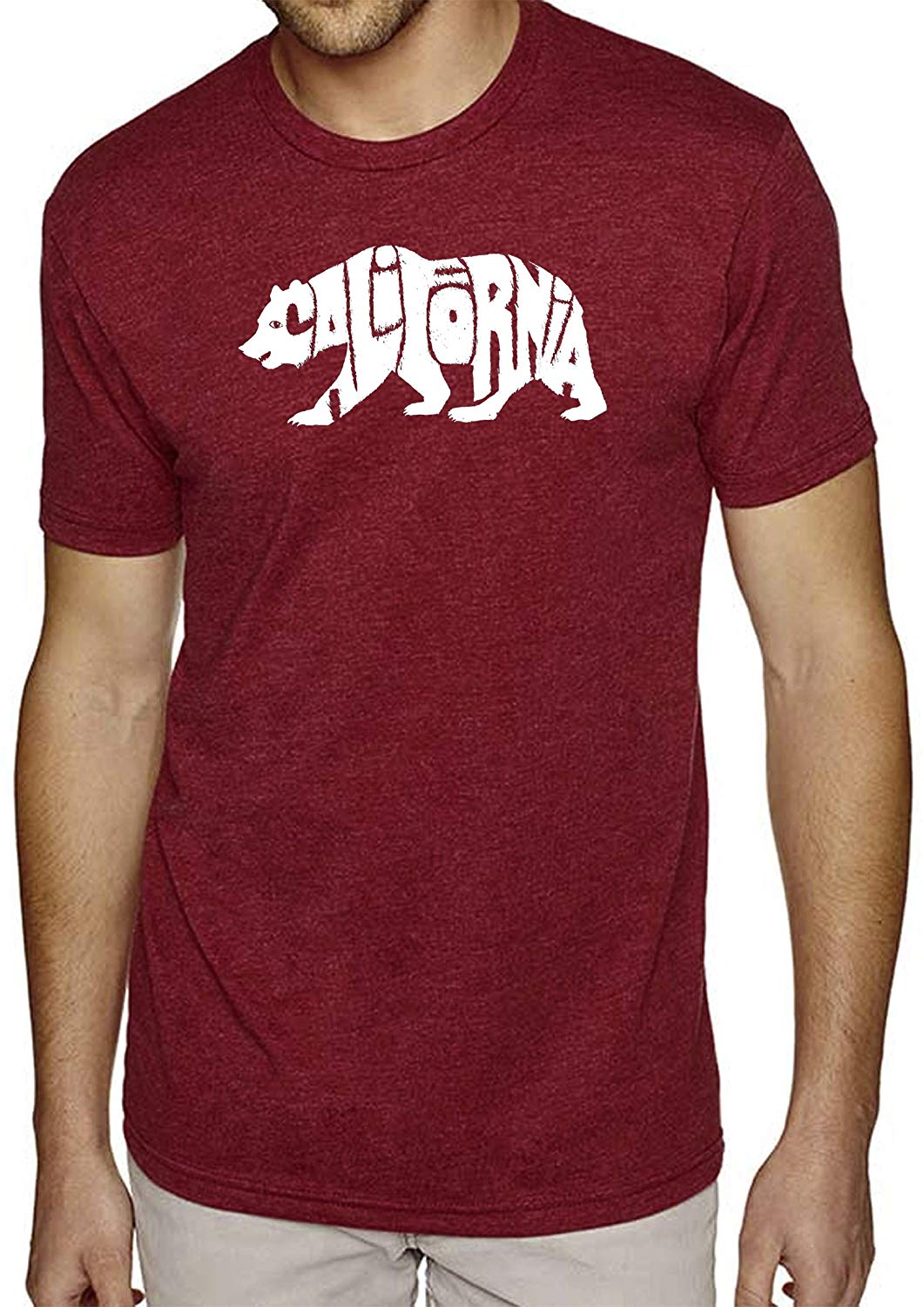 Men's Premium Blend Word Art-California Bear-by LA Pop Art Red T-Shirts