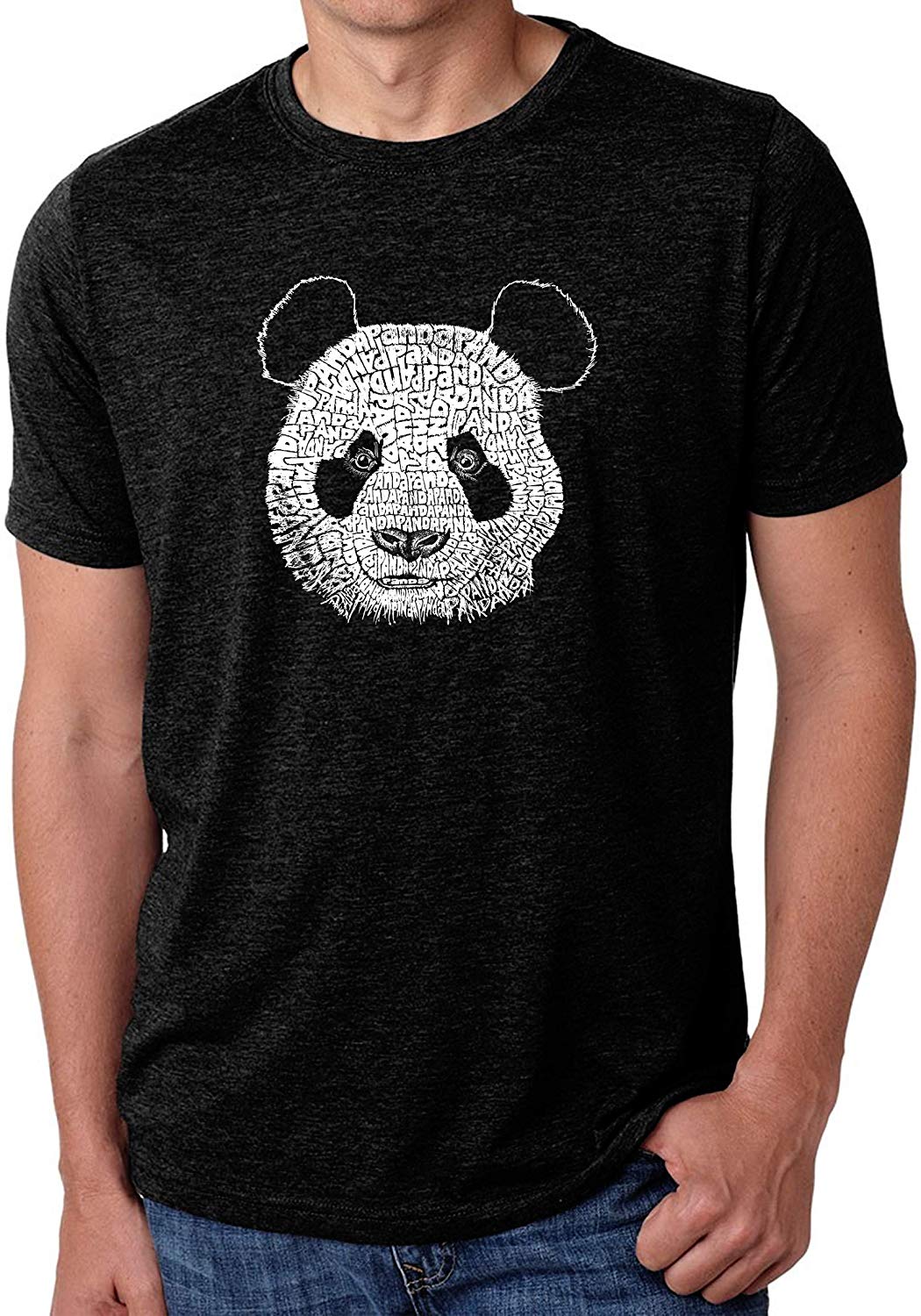 Men's Premium Blend Word Art-Panda-by LA Pop Art Black T-Shirts