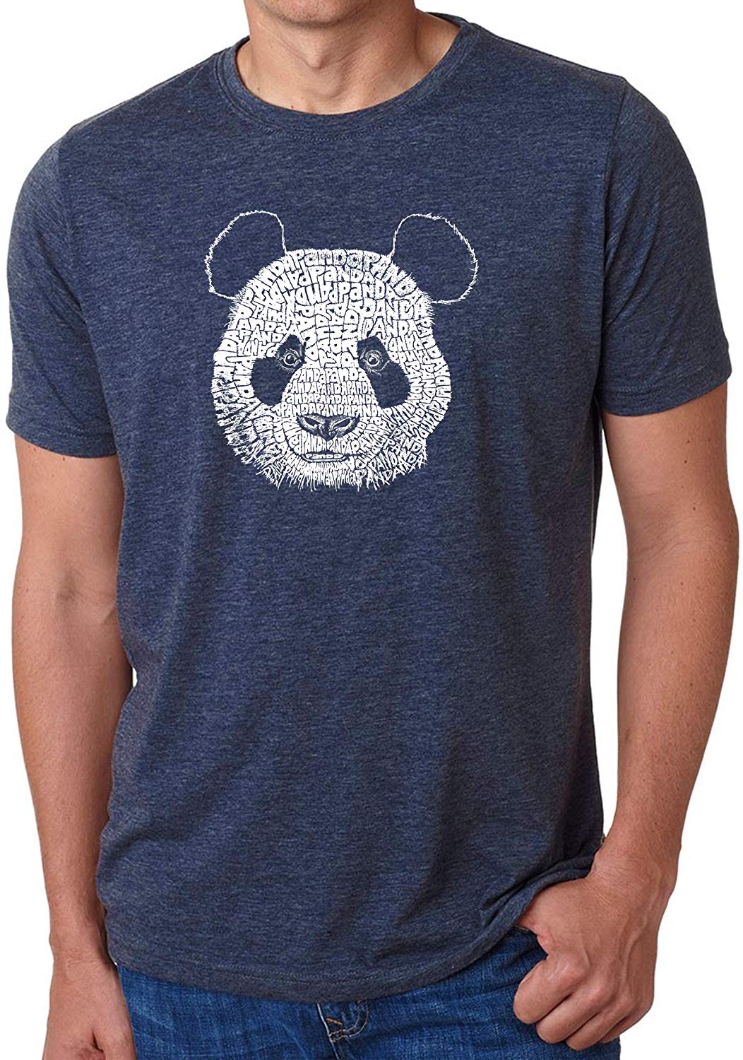 Men's Premium Blend Word Art-Panda-by LA Pop Art Navy T-Shirts