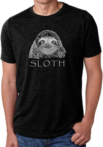 Men's Premium Blend Word Art-Sloth-by LA Pop Art Black T-Shirts