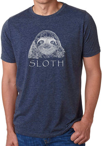 Men's Premium Blend Word Art-Sloth-by LA Pop Art Navy T-Shirts