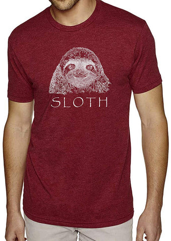 Men's Premium Blend Word Art-Sloth-by LA Pop Art Red T-Shirts