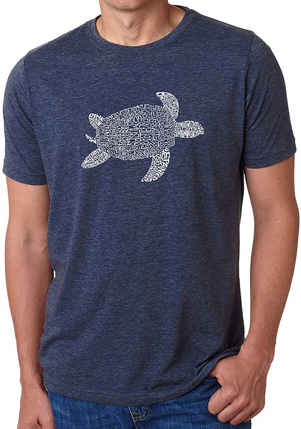 Men's Premium Blend Word Art-Turtle-by LA Pop Art Navy T-Shirts