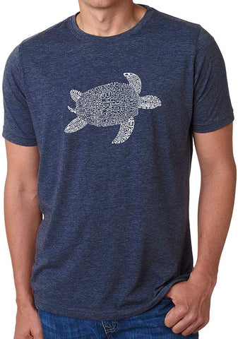 Men's Premium Blend Word Art-Turtle-by LA Pop Art Navy T-Shirts