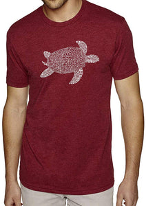 Men's Premium Blend Word Art-Turtle-by LA Pop Art Red T-Shirts