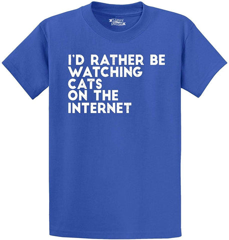 Men's Rather Be Watching Cats Internet Blue T-Shirts