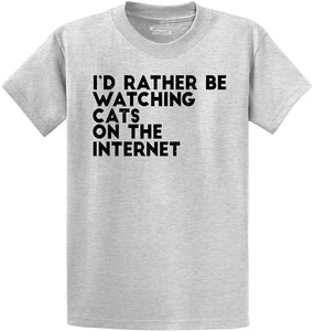 Men's Rather Be Watching Cats Internet Grey T-Shirts