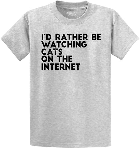 Men's Rather Be Watching Cats Internet Grey T-Shirts