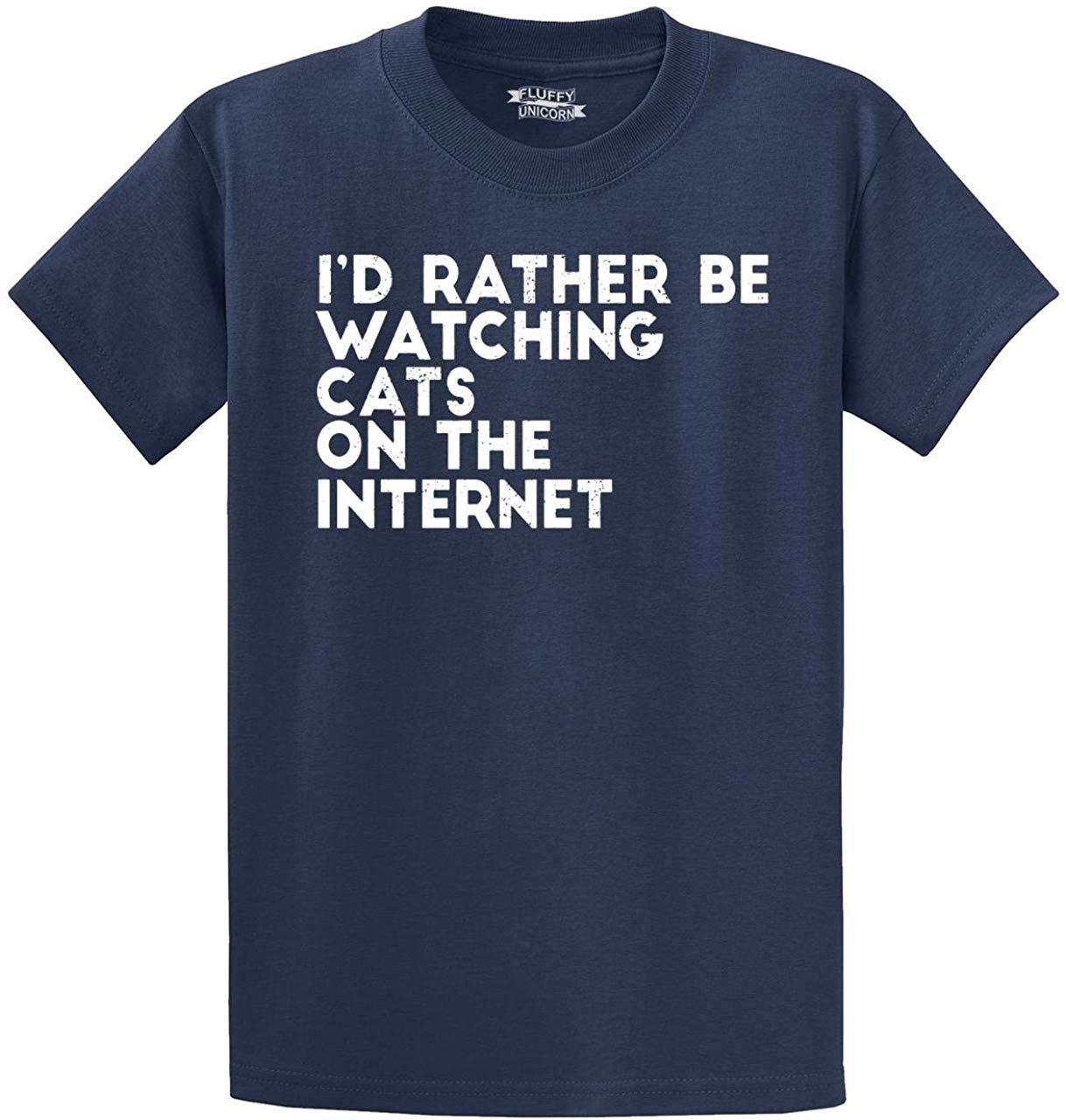 Men's Rather Be Watching Cats Internet Navy T-Shirts