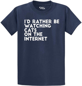 Men's Rather Be Watching Cats Internet Navy T-Shirts