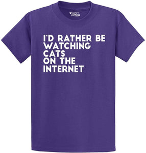 Men's Rather Be Watching Cats Internet Purple T-Shirts