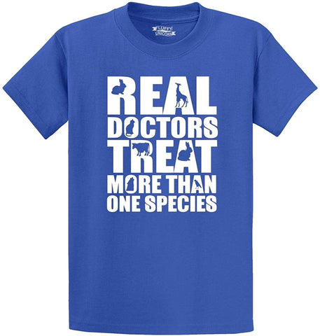 Men's Real Doctors Treat More One Species Vet Blue T-Shirts