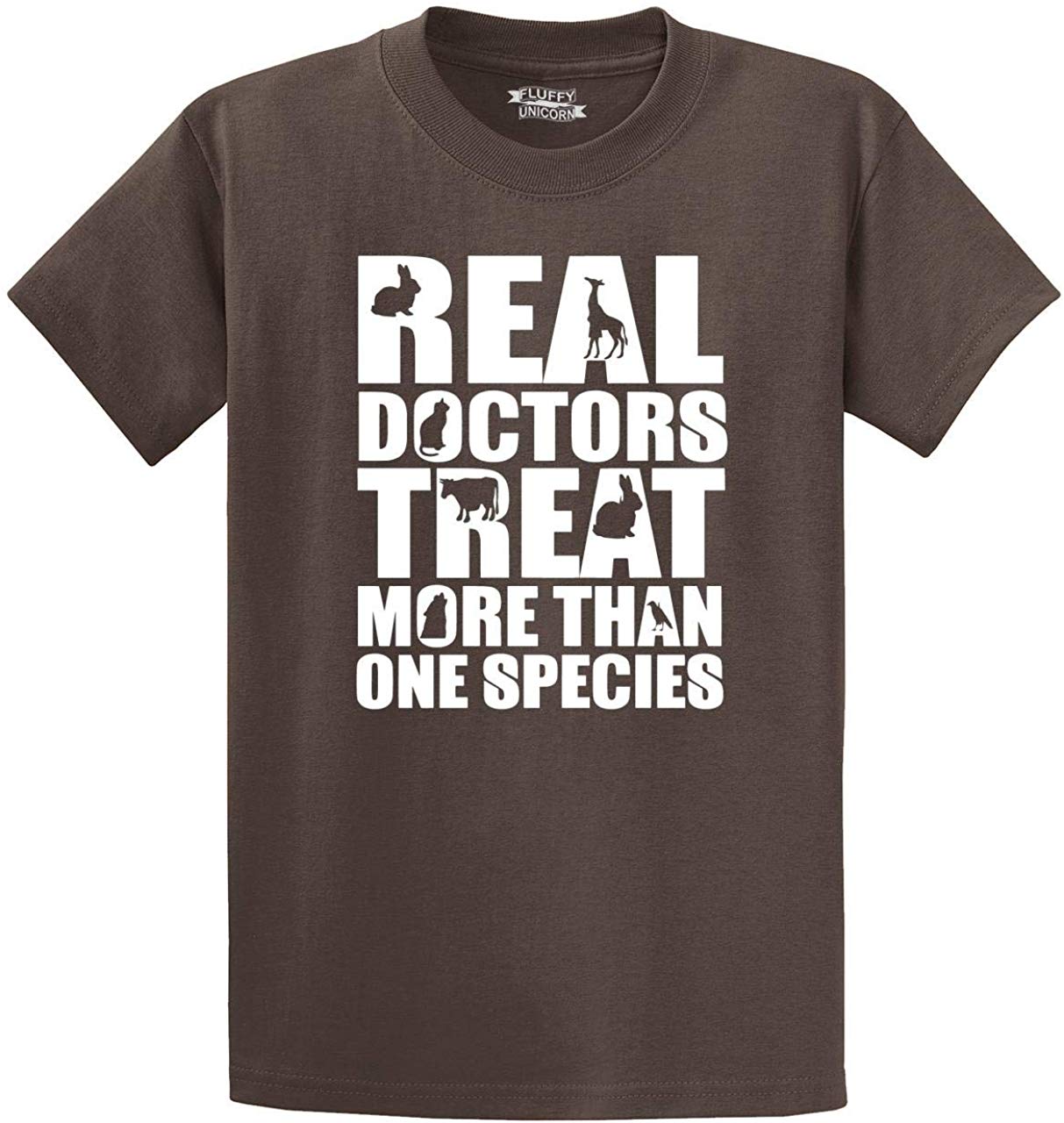 Men's Real Doctors Treat More One Species Vet Brown T-Shirts