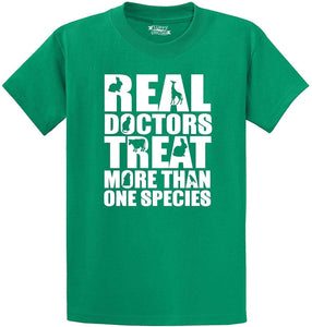 Men's Real Doctors Treat More One Species Vet Green T-Shirts