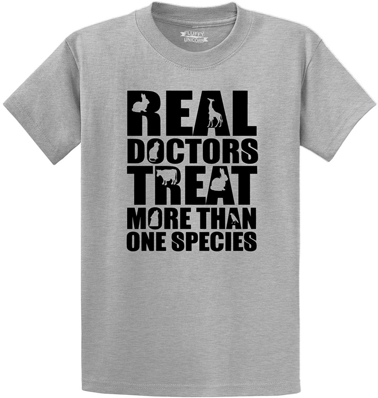 Men's Real Doctors Treat More One Species Vet Grey T-Shirts