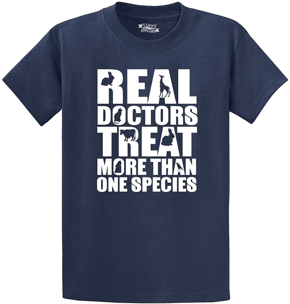 Men's Real Doctors Treat More One Species Vet Navy T-Shirts