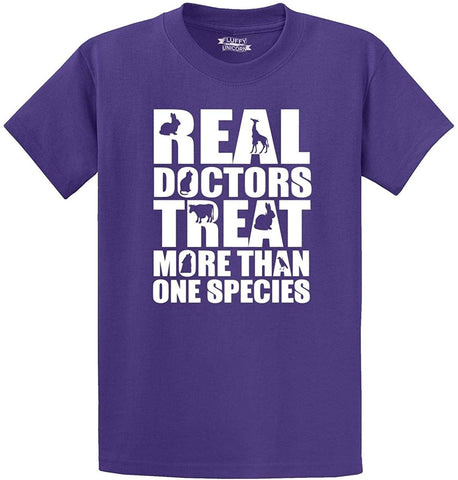 Men's Real Doctors Treat More One Species Vet Purple T-Shirts