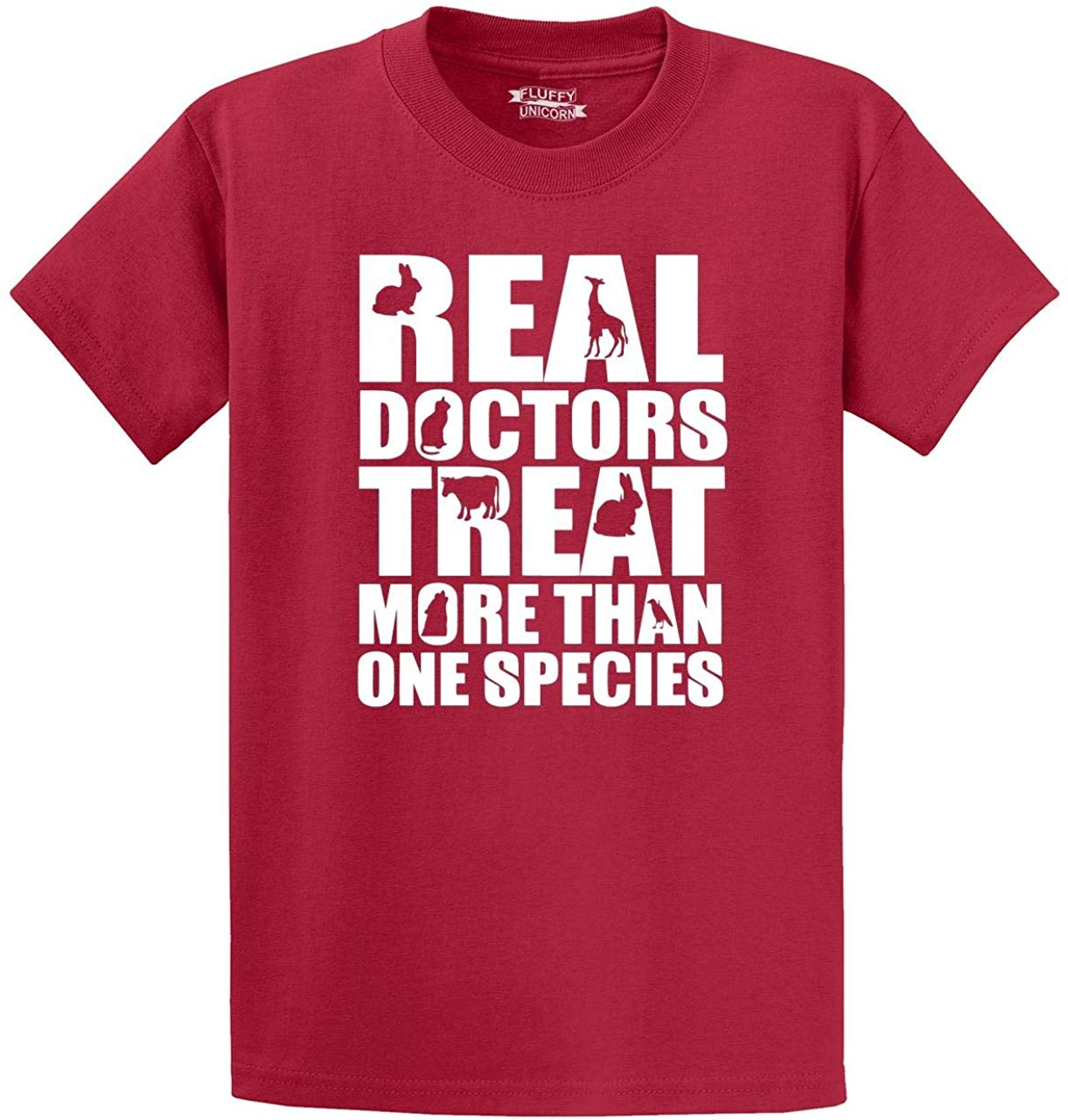 Men's Real Doctors Treat More One Species Vet Red T-Shirts