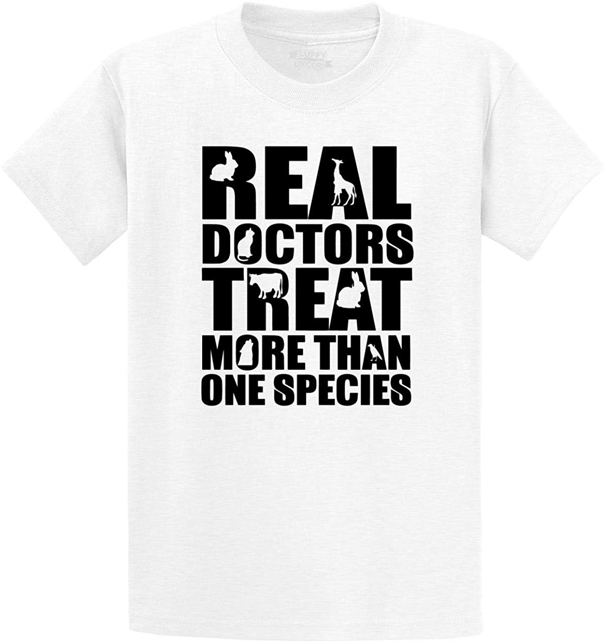 Men's Real Doctors Treat More One Species Vet White T-Shirts