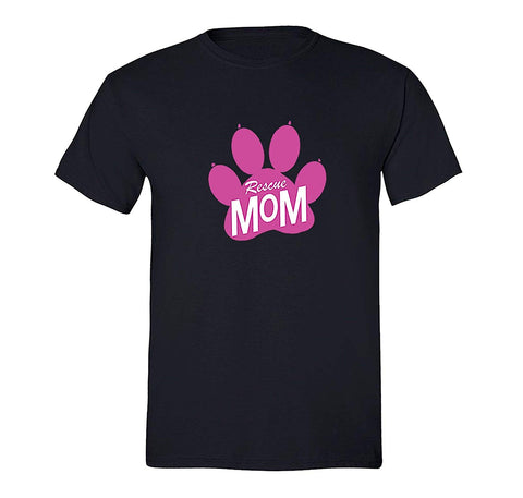 Men's Rescue Mom Cat Dog Animal Mother's Day Crewneck Short Sleeve Black T-Shirts