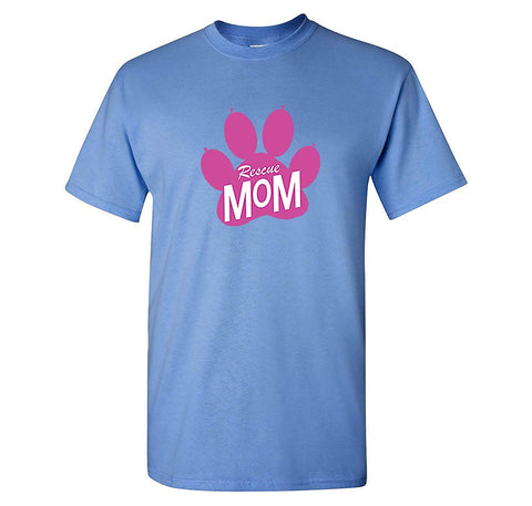 Men's Rescue Mom Cat Dog Animal Mother's Day Crewneck Short Sleeve Blue T-Shirts