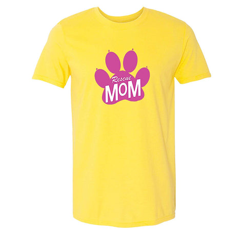 Men's Rescue Mom Cat Dog Animal Mother's Day Crewneck Short Sleeve Yellow T-Shirts