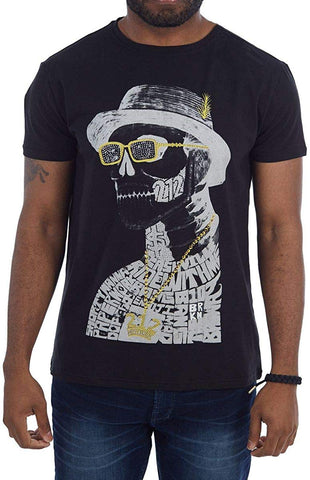 Men's Rhinestone Graphic Bling Bling Male Studded Black T-Shirts