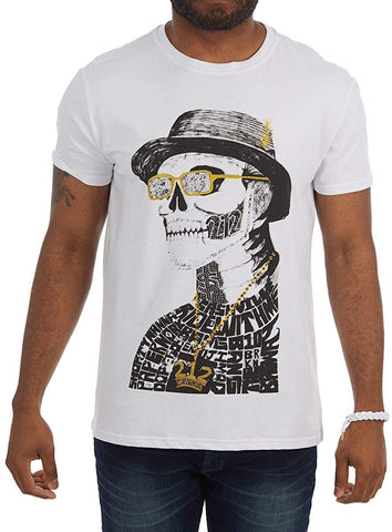 Men's Rhinestone Graphic Bling Bling Male Studded White T-Shirts