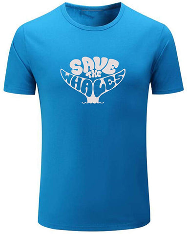 Men's Save The Whales Funny Tail Graphic Blue T-Shirts