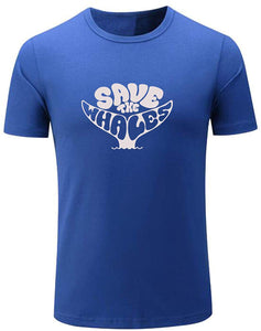 Men's Save The Whales Funny Tail Graphic Blue T-Shirts