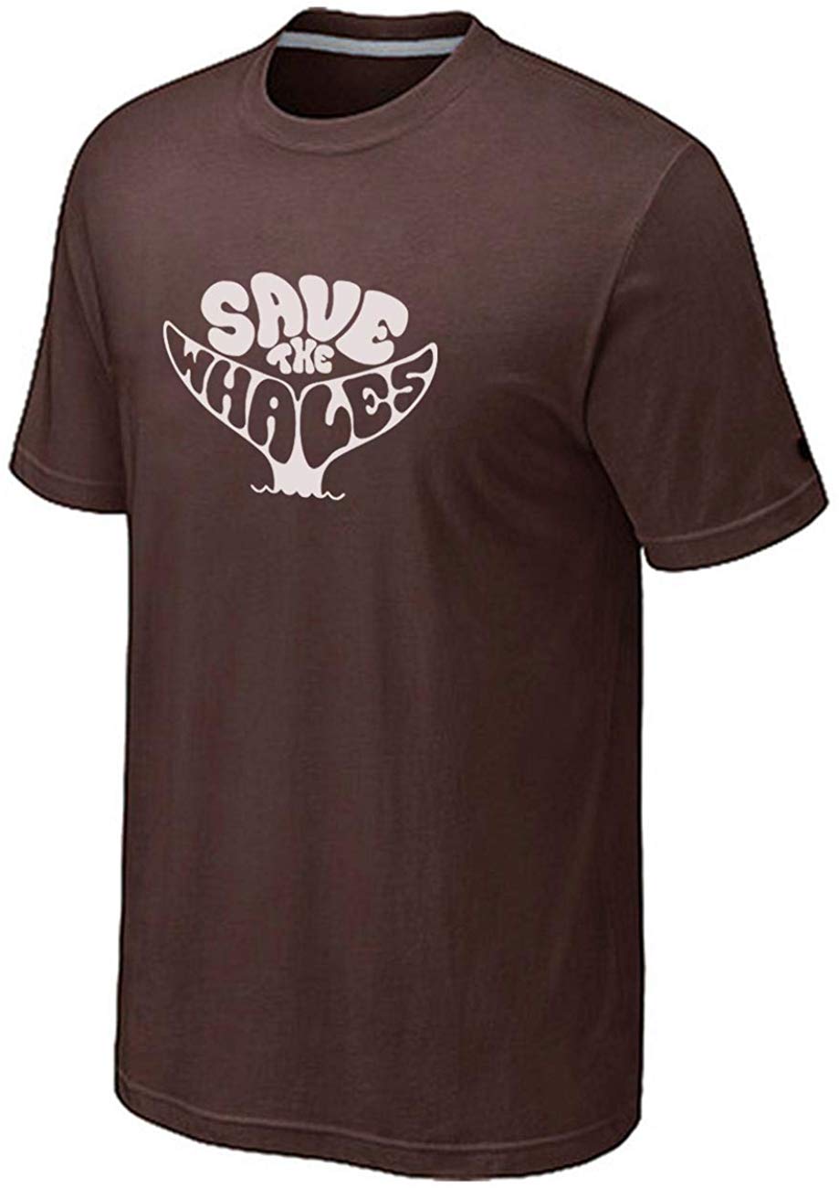 Men's Save The Whales Funny Tail Graphic Brown T-Shirts