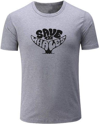 Men's Save The Whales Funny Tail Graphic Grey T-Shirts