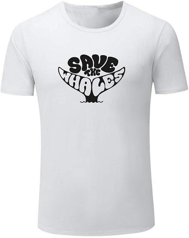 Men's Save The Whales Funny Tail Graphic White T-Shirts