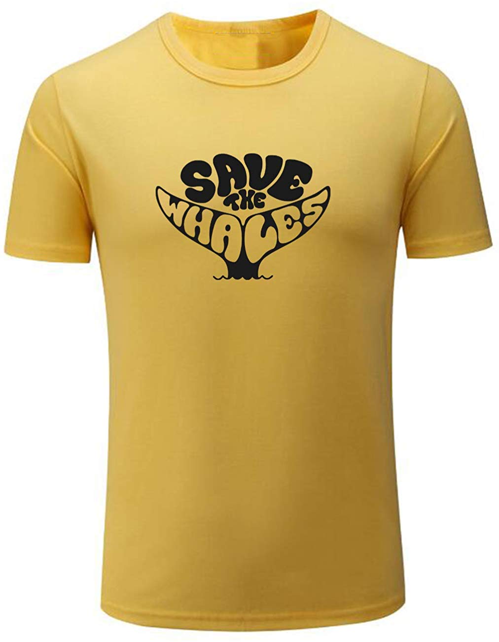 Men's Save The Whales Funny Tail Graphic Yellow T-Shirts