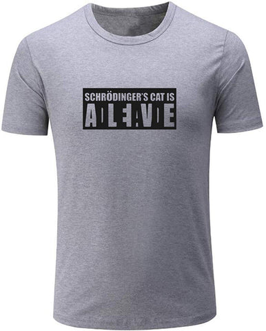 Men's Schrodinger's Cat is Alive Or Dead Funny Science Grey T-Shirts