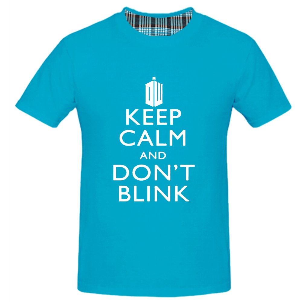 Men's Short Sleeve Keep Calm and Don't Blink Blue T-Shirts