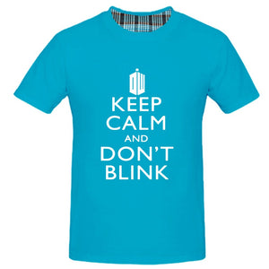 Men's Short Sleeve Keep Calm and Don't Blink Blue T-Shirts