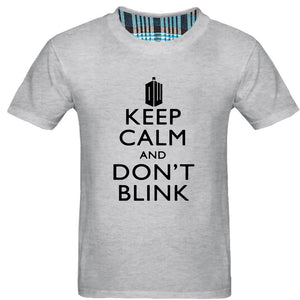 Men's Short Sleeve Keep Calm and Don't Blink Gray T-Shirts