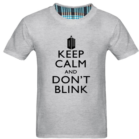 Men's Short Sleeve Keep Calm and Don't Blink Gray T-Shirts