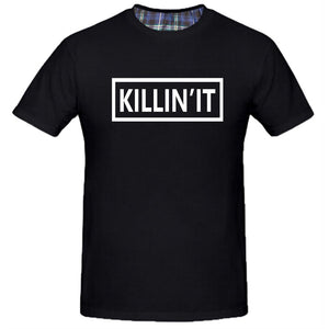 Men's Short Sleeve Killin'It Fashion Letter Print Black T-Shirts